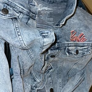 Barbie Girls Embroidered Denim Stone Wash Jean Jacket Girl Revolution, Size 16